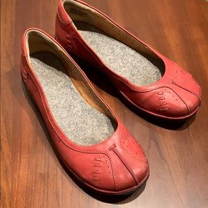 Red real leather structured mocassins ballerina 8M